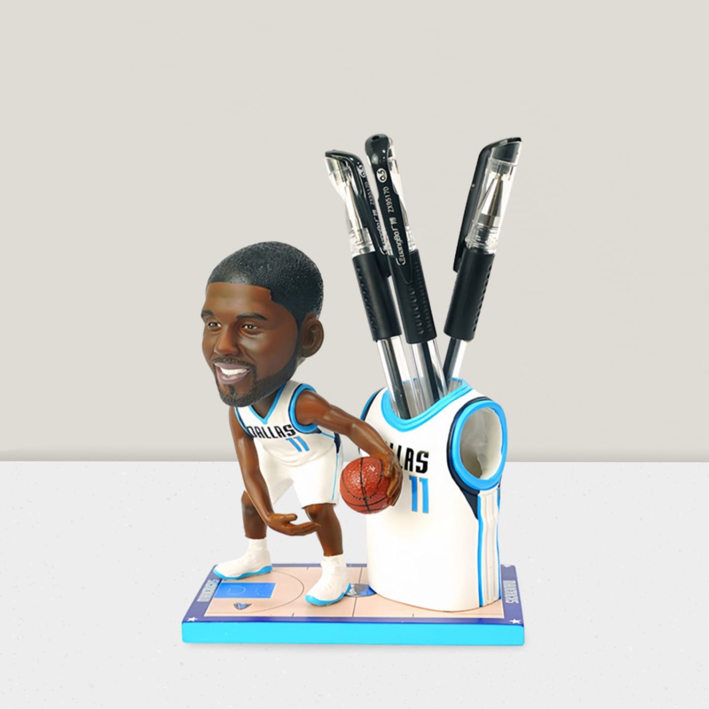 Kyrie Irving Basketball Bobblehead - 13cm Pen Holder, Functional Dallas Basketball Desk Decor