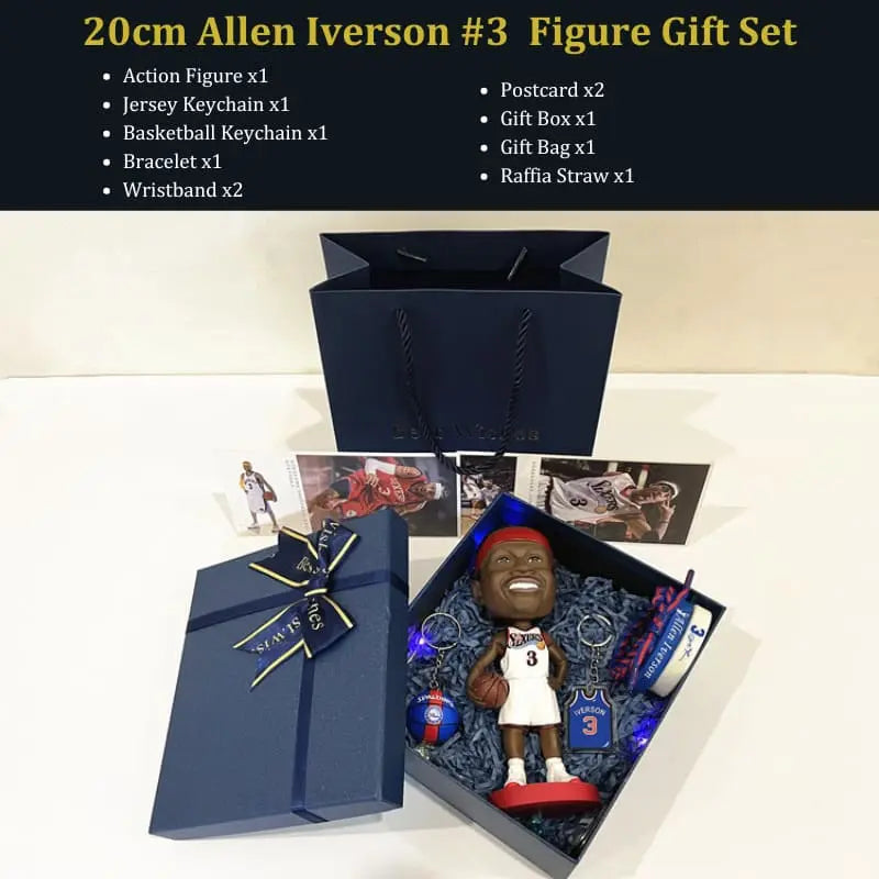 Allen Iverson Philadelphia Basketball Bobblehead - 20cm Gift Set with Bonus Accessories, Premium Basketball Memorabilia