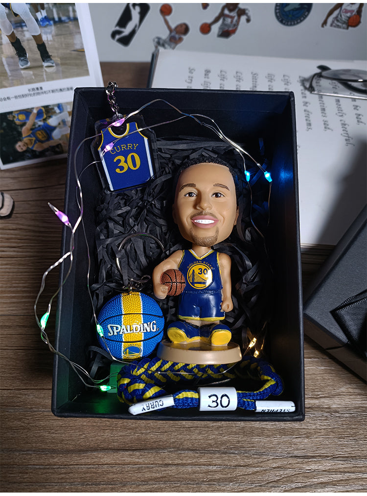 NBA Bobblehead Gift Set - 10cm Bobbleheads, Keychains & Bracelet