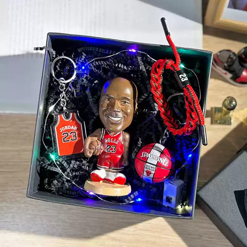 NBA Bobblehead Gift Set - 10cm Bobbleheads, Keychains & Bracelet