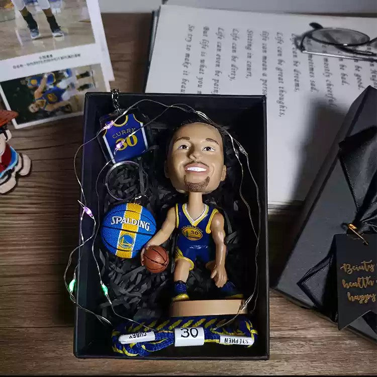 Basketball Champion Gift Set - 12cm Bobbleheads, Keychains & Bracelet