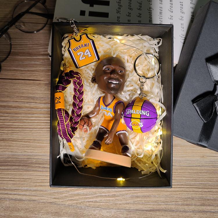 Basketball Champion Gift Set - 12cm Bobbleheads, Keychains & Bracelet