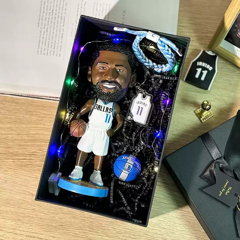 Ultimate NBA Fan Gift Set - 20cm Bobblehead, Basketball & Jersey Keychains, Bracelet