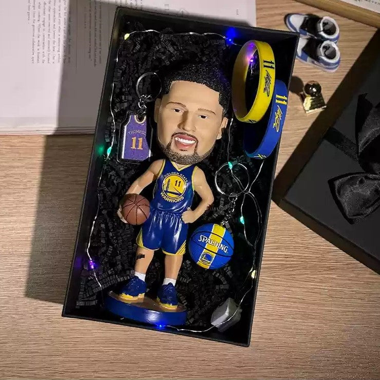 Ultimate NBA Fan Gift Set - 20cm Bobblehead, Basketball & Jersey Keychains, Bracelet