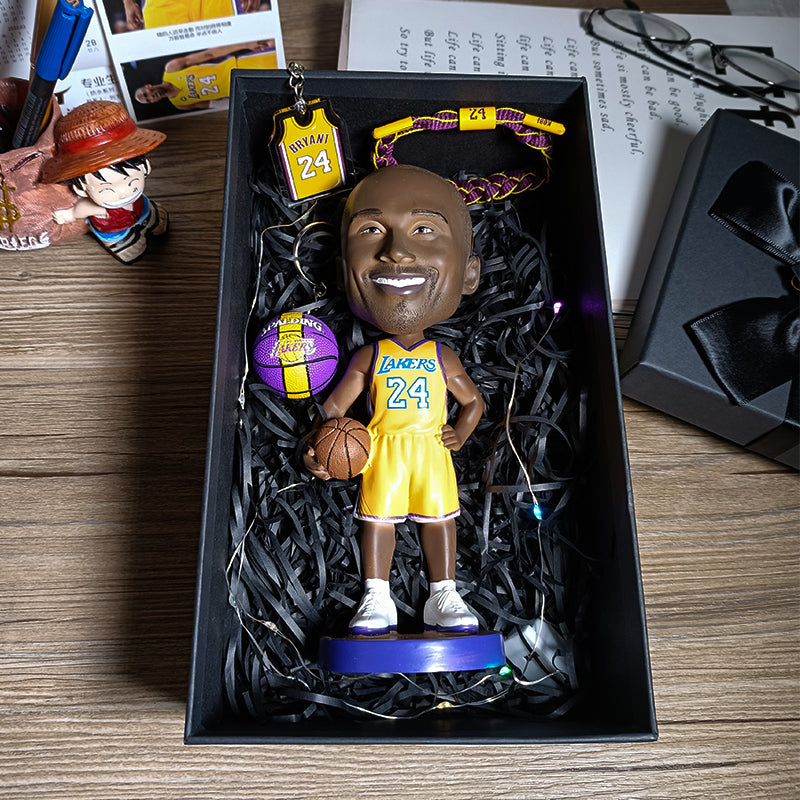 Ultimate NBA Fan Gift Set - 20cm Bobblehead, Basketball & Jersey Keychains, Bracelet